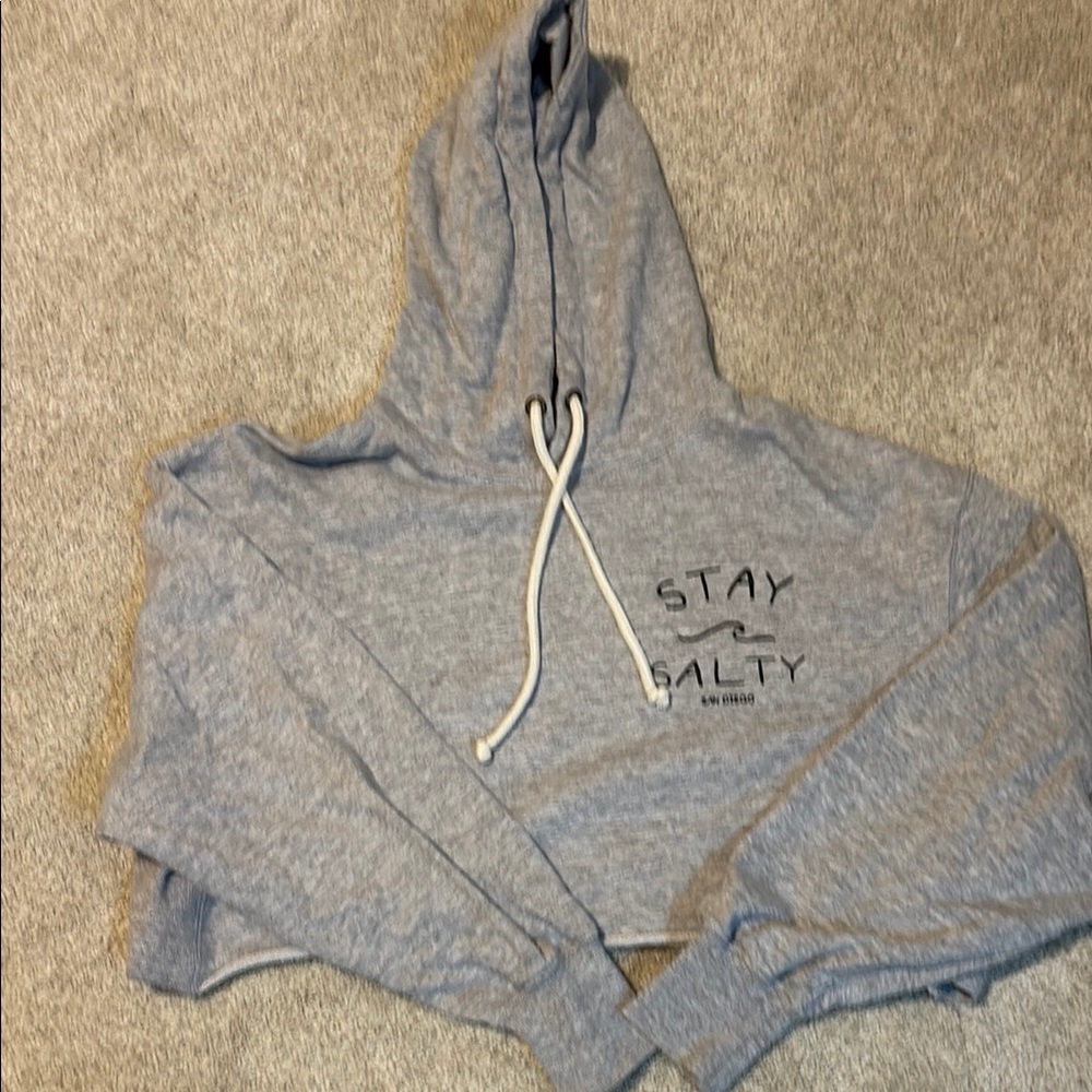 Gray Hoodie with 'Stay Salty' Print